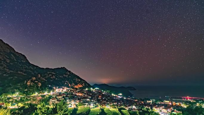 青岛崂山旅游青山渔村夜景星空星光青岛星空