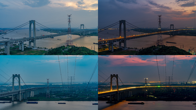 镇江/五峰山大桥/长江/夕阳/延时