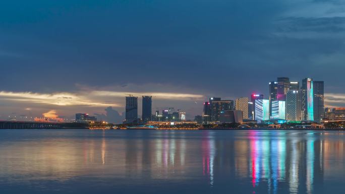 深圳前海湾晚霞夜景延时