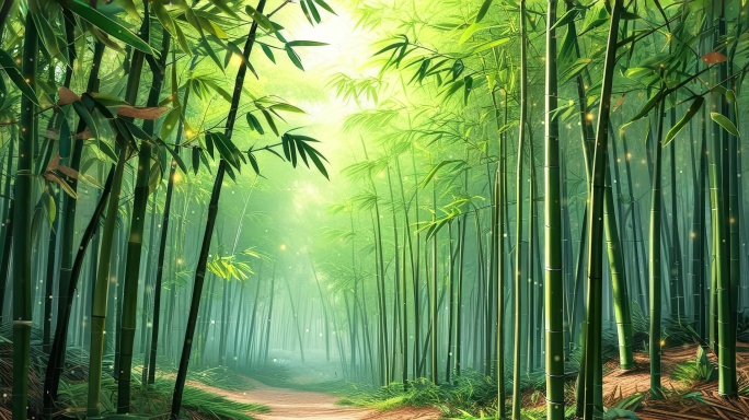 8K秘境竹林_清风徐来_竹叶沙沙响超宽屏