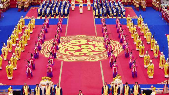 航拍湄洲妈祖祖庙巡安海祭福船大典