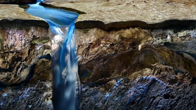 地表水流向地下暗河三维动画