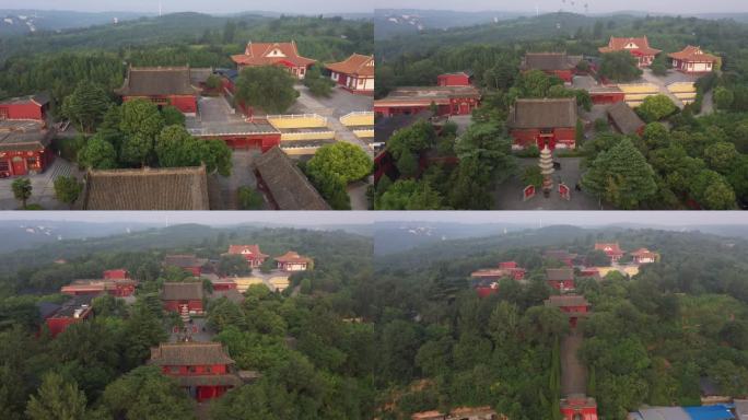 寺庙  航拍 4K 山顶寺庙  风景