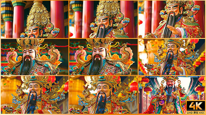 中国财神 招财进宝 接财神 金银满屋门神