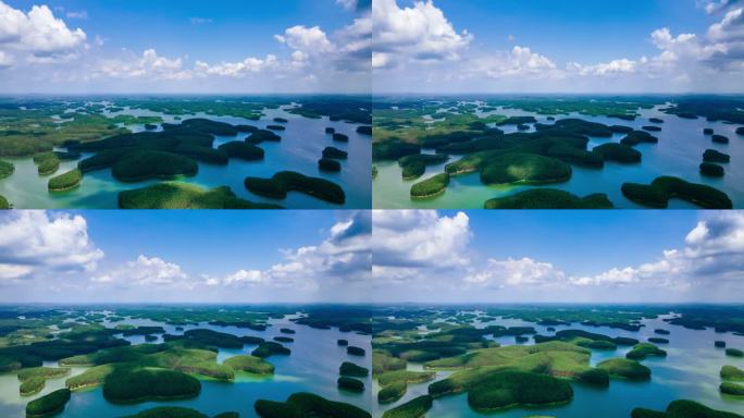 广西合浦星岛湖航拍大范围延时