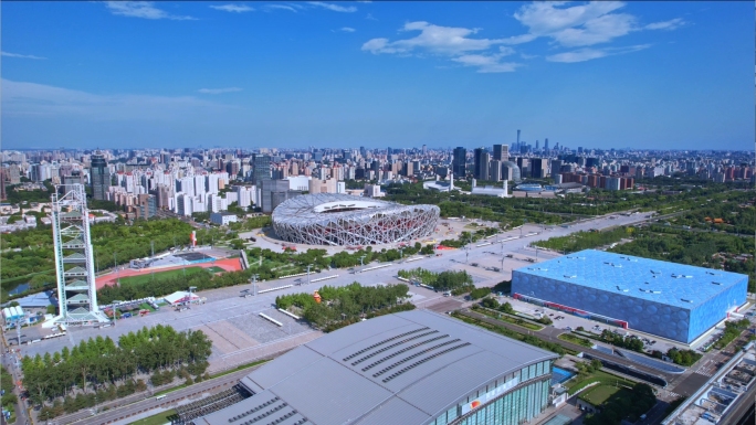 北京国家奥林匹克体育中心鸟巢航拍