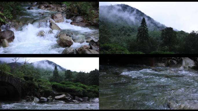 大雨过后溪水暴涨 山间溪水素材