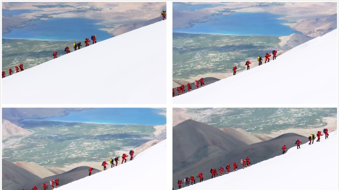 攀登雪山航拍素材 原创4K