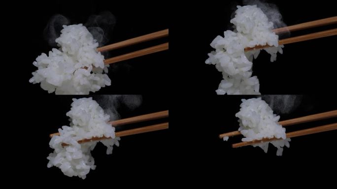 用筷子夹米饭的4K慢动作视频。