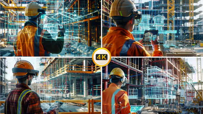 VR建筑工地 现代建筑工地 全息图 平板