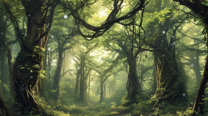8K远古森林_藤蔓缠绕_古木遮天日超宽屏