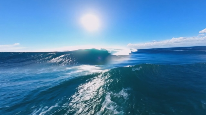 大海航拍FPV无人机震撼大海海面海上日出