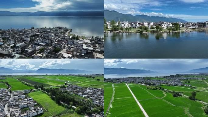 蓝天白云下的大理洱海