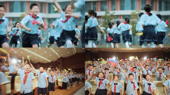 小学生欢呼奔跑4k