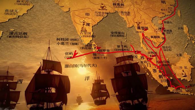 考究线路海上丝绸之路地图【AE模版】