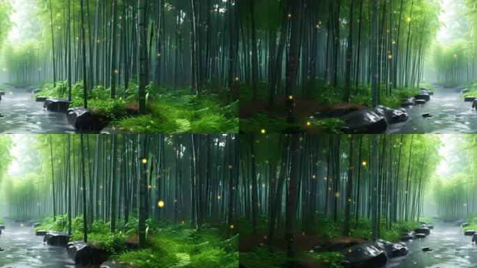 8K雨后初晴日清新脱俗的竹林秘境超宽屏