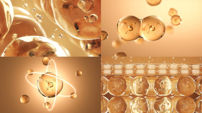 金色细胞球化妆品皮肤修复分子球C4D工程