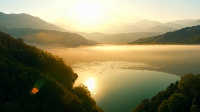 湖北水库 云雾日出