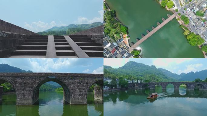 休宁齐云山登封桥游船航拍