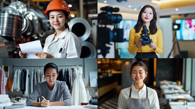 女性笑容合集 职业女性母亲节妇女节劳动节