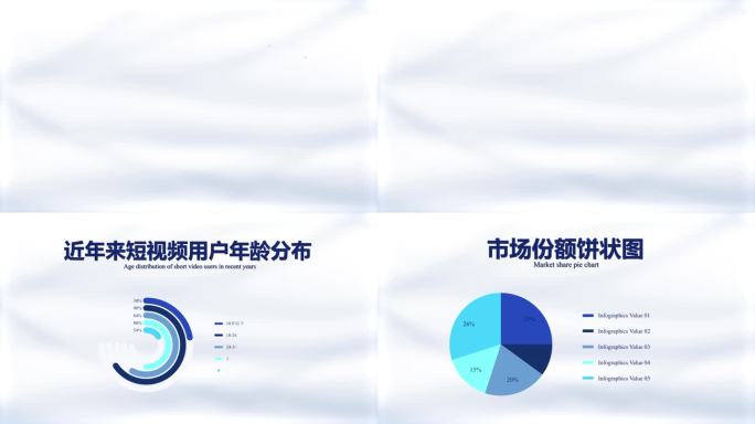 蓝色简约饼状图
