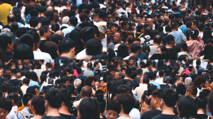 人海背影升格慢镜头