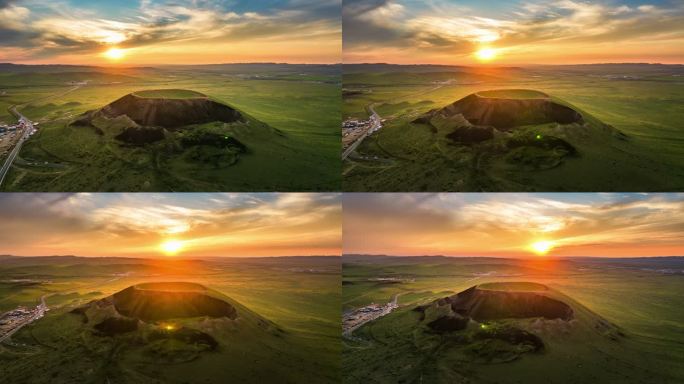 内蒙古乌兰察布乌兰哈达火山地质公园日落