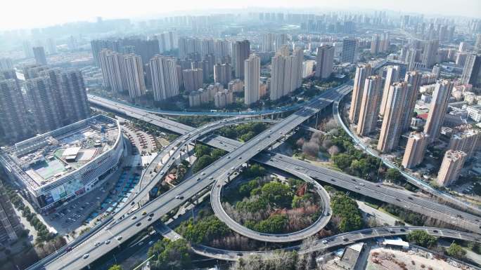 景渎立交 无锡新吴区 车流 城市航拍