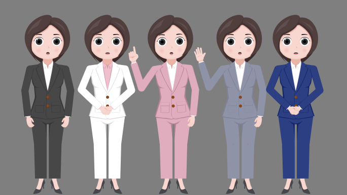 卡通人物西装职场女性演讲解说讲解mg动画