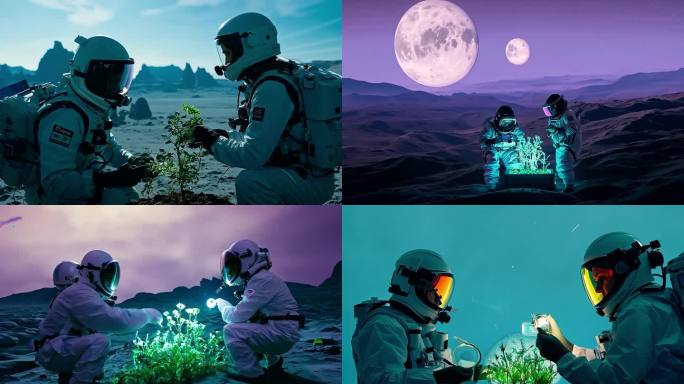宇航员在分析外星行星上发现的植物