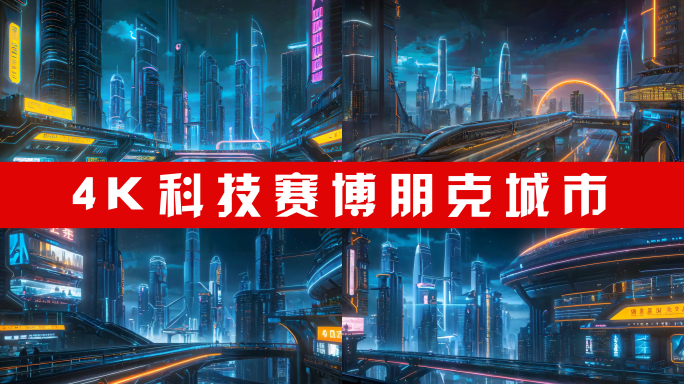 4K赛博朋克科技城市