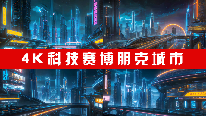 4K赛博朋克科技城市
