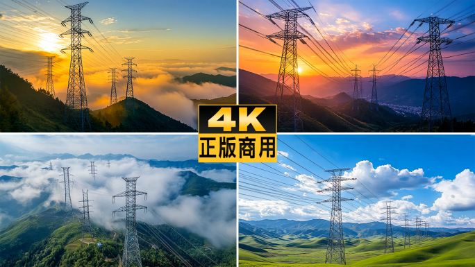 高压电塔国家电网变电站供电电力发电电线