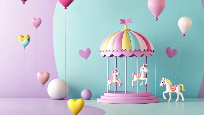 旋转木马 儿童节 六一背景 卡通背景
