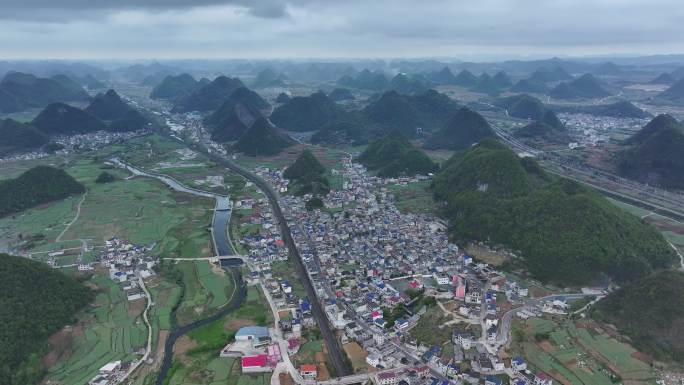 贵州安顺市平坝区天龙屯堡航拍景观