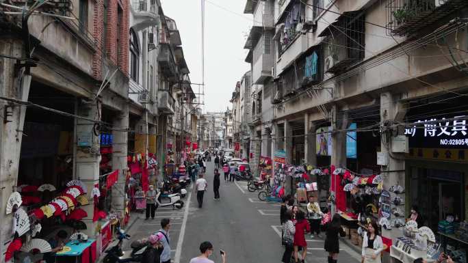 狂飙江门三十三墟街航拍，长堤骑楼风貌街