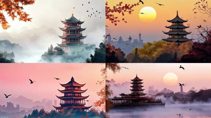 意境中国风中式建筑武汉黄鹤楼原创