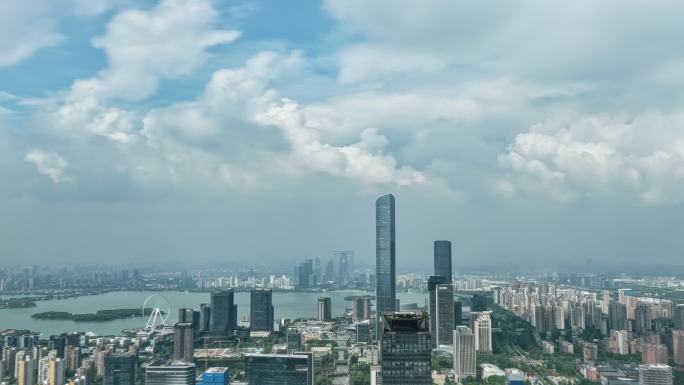 4K高清航拍苏州工业园区水晶天云层延时