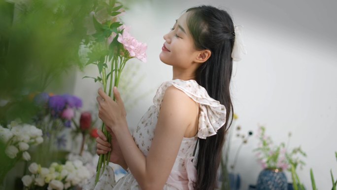 鲜花 买花 女孩 美丽 优雅 浪漫