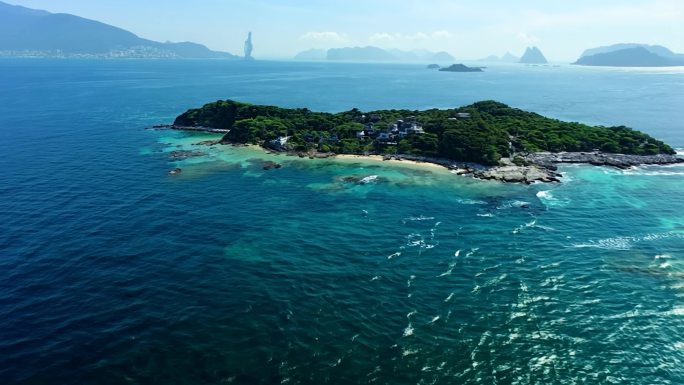青岛小麦岛航拍视角_海洋岛屿