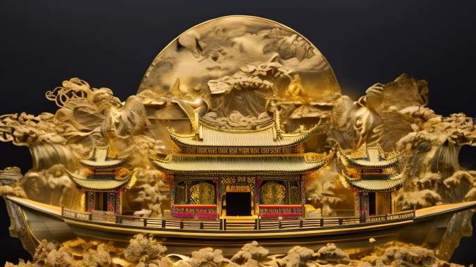 中国 古建筑 宝船 聚宝盆