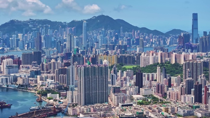 香港九龙城区启德片区航拍视频素材