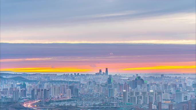 乌鲁木齐全景落日火烧云
