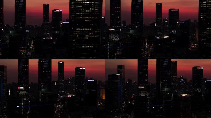 黄昏时分的深圳CBD建筑和浪漫的天际线