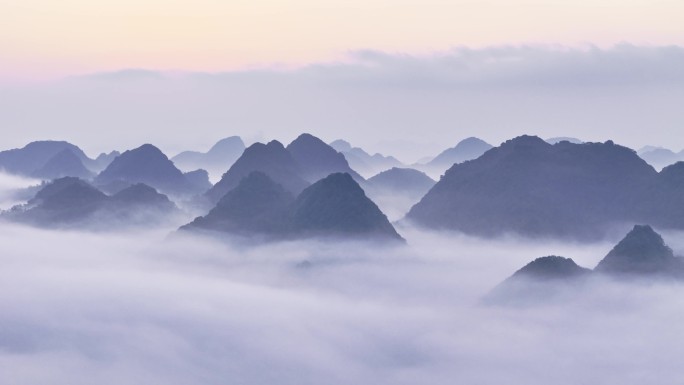 4k 航拍清晨万峰林山峦群山