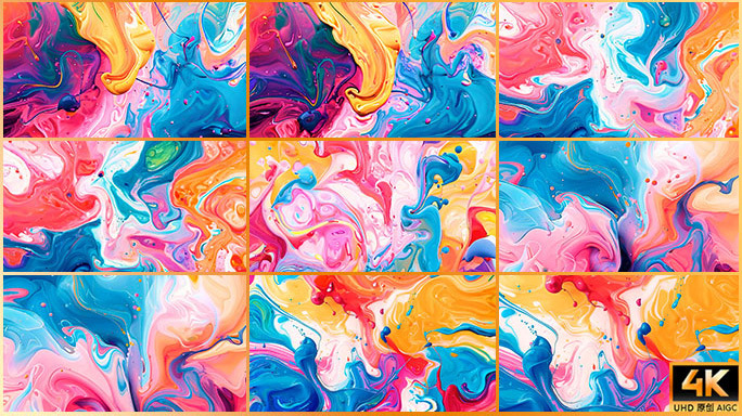 色彩颜料混合溶解 水彩油画颜色抽象背景