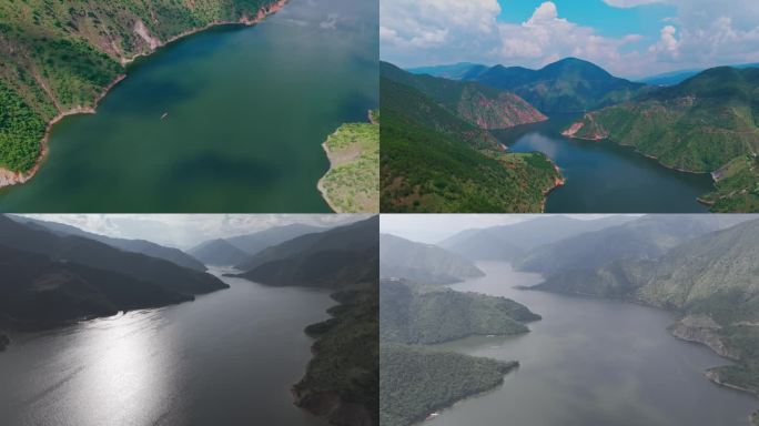 大山江河航拍 澜沧江小湾段