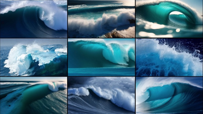 海洋巨浪波涛汹涌的大海