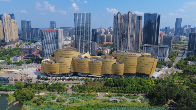 楚河汉街万达广场沙湖航拍武汉大景