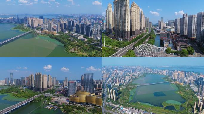 楚河汉街万达广场沙湖航拍武汉大景